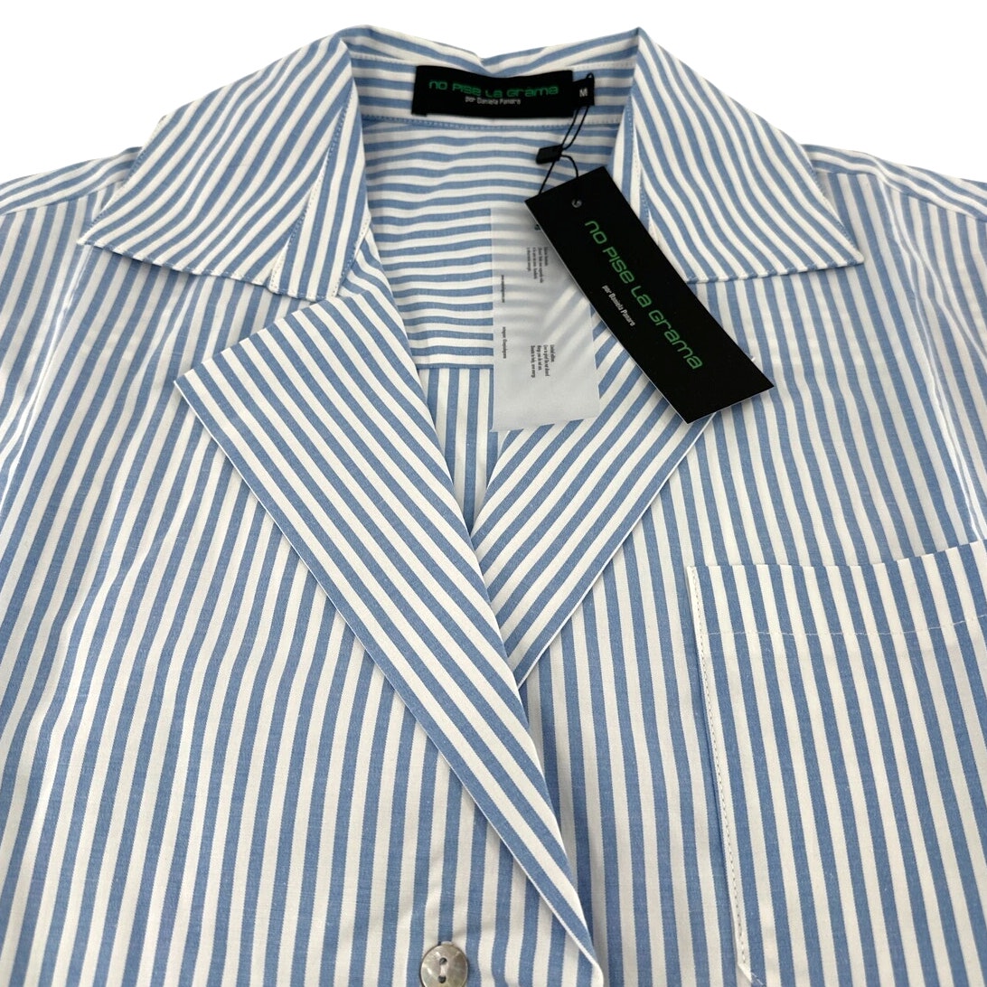 No Pise La Grama Women's Blue And White Stripes Daniela Shirt Size M — image 7 of 8